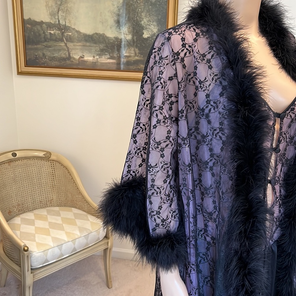 Fabulous Vintage Jenelle of California Lingerie Set, Gown/Jacket with Feathers L - Picture 6 of 12